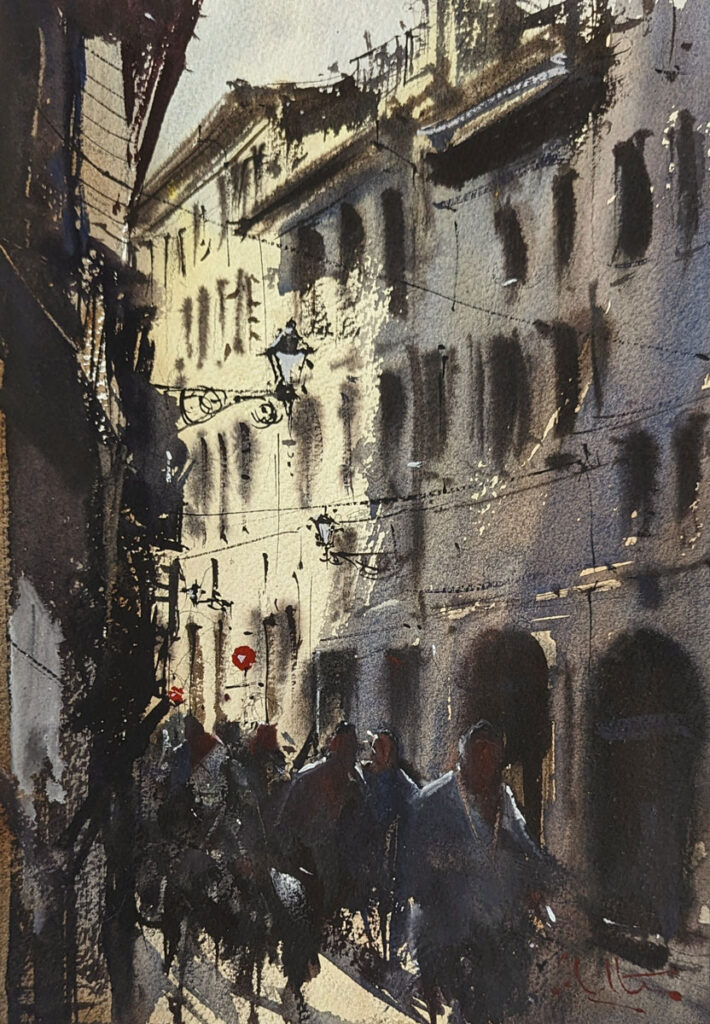 Florence Streets watercolor painting