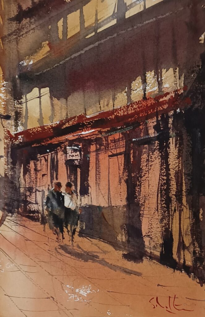 Rose Lane watercolor painting