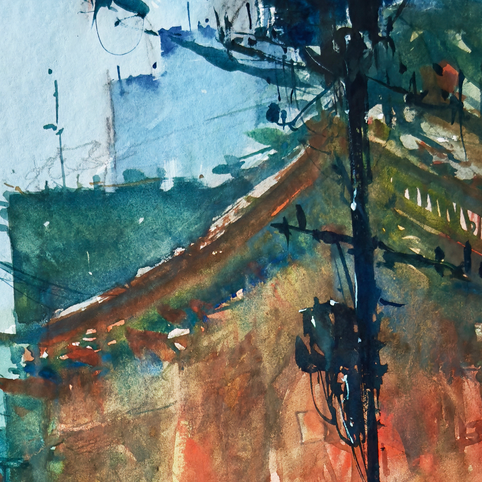 Red Umbrella, Blue Rain — detail 1