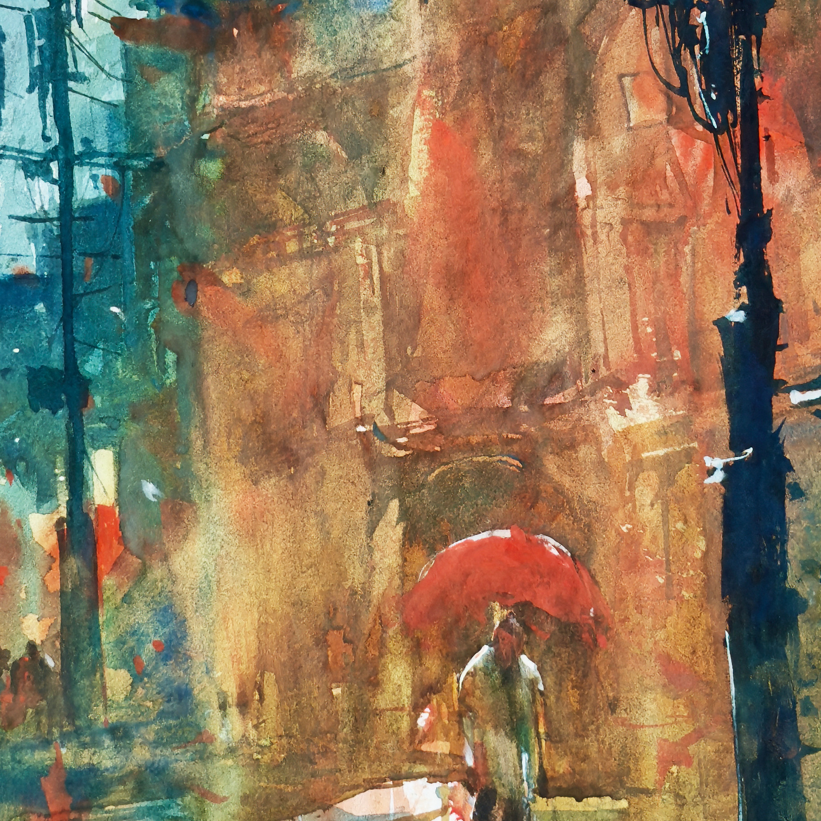 Red Umbrella, Blue Rain — detail 2