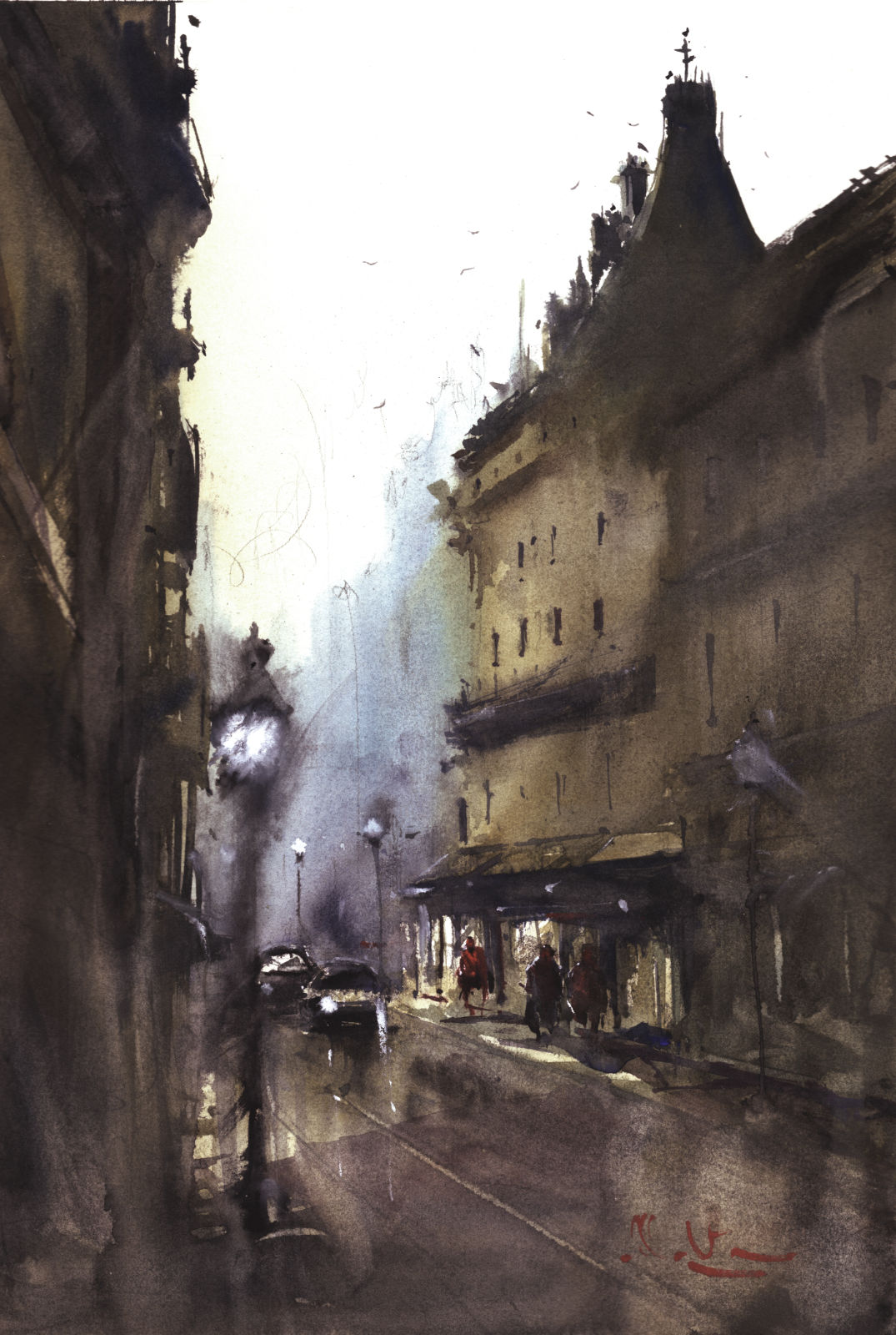 Dusk Approaches watercolour by Robert Scholten