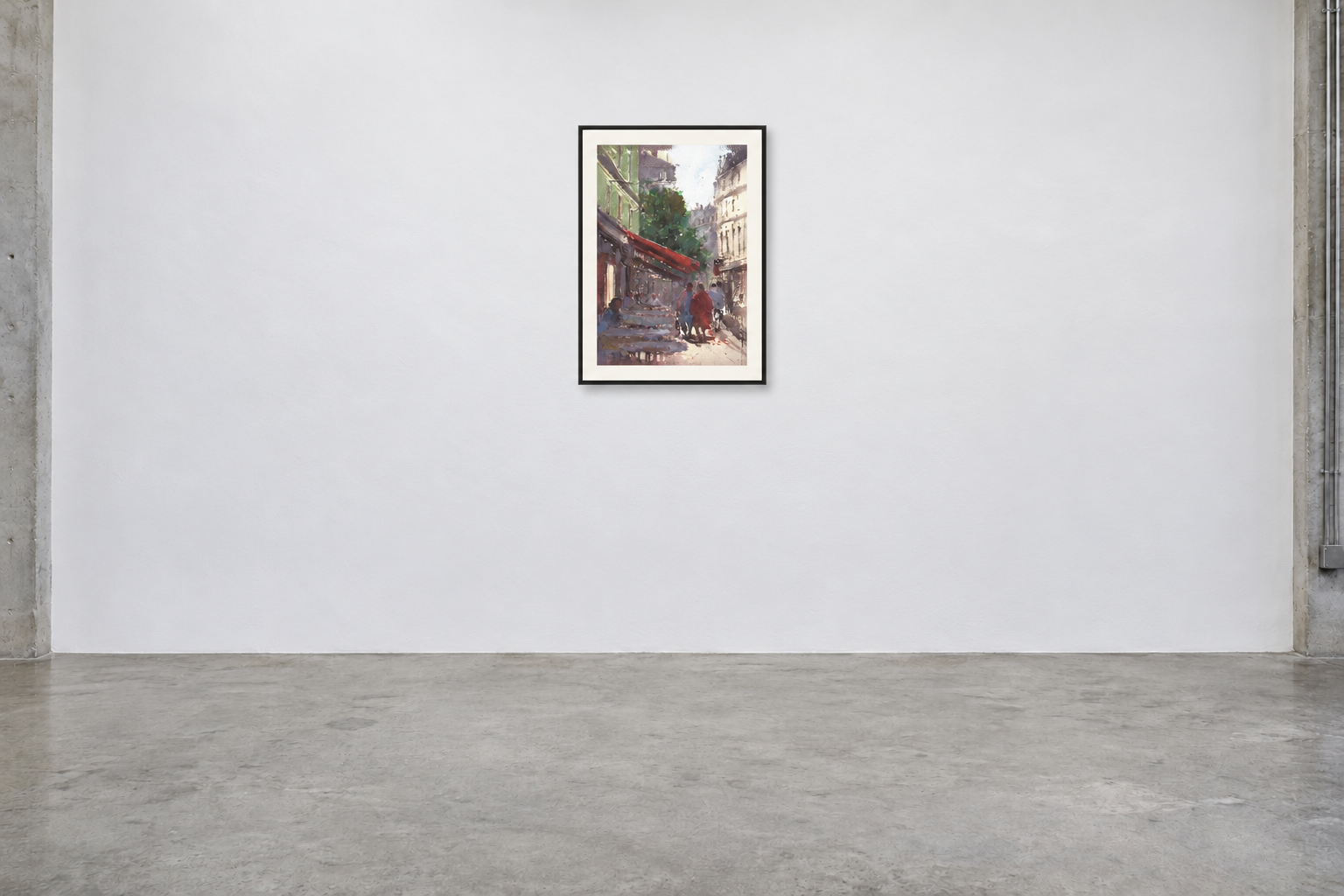 Illustrative gallery mockup of Paris Morning Stroll above a concrete floor