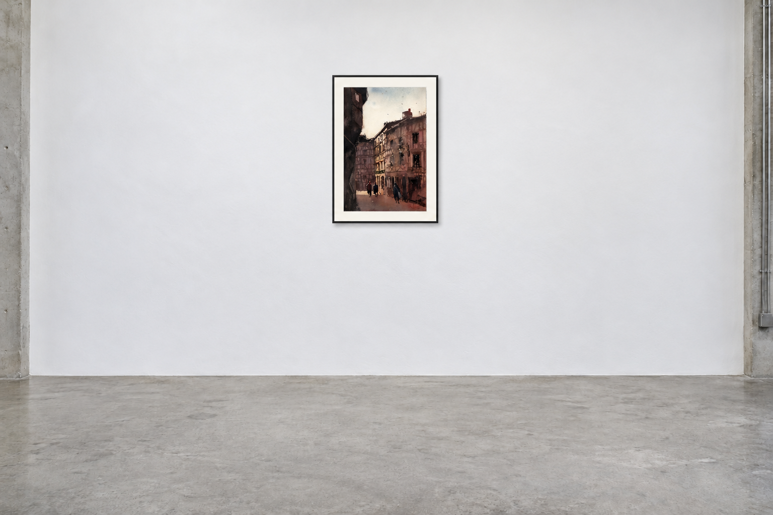 Rouen Street in an illustrative gallery setting with concrete floor